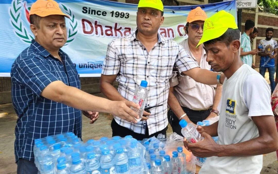 Community Relief Efforts: Dhaka Citian Club Responds to Heatwave Crisis with Water and Caps Distribution.